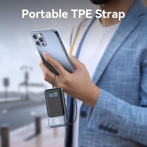 Ultimate Fast Charging Power Bank 18400 m Ah 65 W – Portable Laptop Charger with Built-in USB-C & Lightning Cables, LED Display, Ideal Travel Battery Pack for i Phone 16/15/14/13/12, Mac Book & Samsung – Unmatched Compatibility & Efficiency