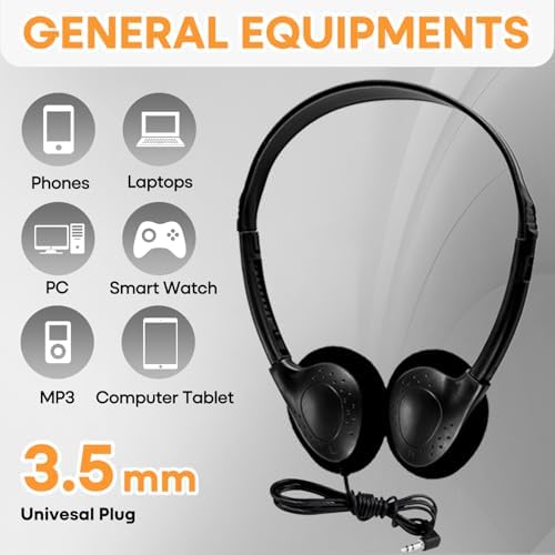 Bulk 25 Pack Kids Wired Headphones – Durable Adjustable Earphones for Classroom Learning, Ideal for Students and Toddlers – Enhanced Compatibility with Tablets and Computers – Comfortable Fit for Extended Use in Group Settings