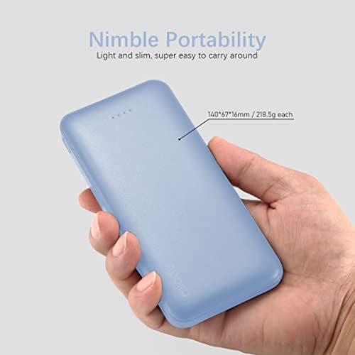 Miady 2-Pack 10000 m Ah Slim Dual USB Portable Power Bank with Type-C Fast Charging – Ultimate Backup Solution for i Phone 16/15/14/13, Galaxy S24/22, i Pad, and Android Devices (Vibrant Red & Blue) – Stay Connected Anywhere!