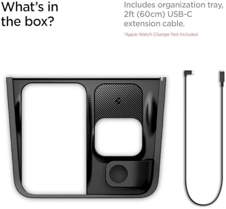 Spigen 3-in-1 Wireless Charging Organizer Mount for Tesla Model 3 (2024/2025 Highland) – Multifunctional Charging Station for i Phone, Air Pods & Apple Watch – Sleek Design, Enhanced Device Compatibility, Effortless Installation