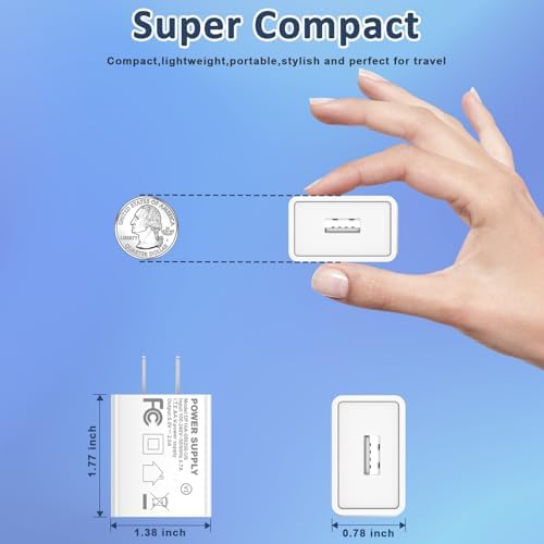 UL Certified 5 V 2 A Fast Charging USB Wall Adapter – Compact Power Cube for i Phone 13-16 & Apple Watch Series 8/7 – Travel-Friendly 2-Pack for Efficient Device Charging – Enhanced Compatibility & Reliability