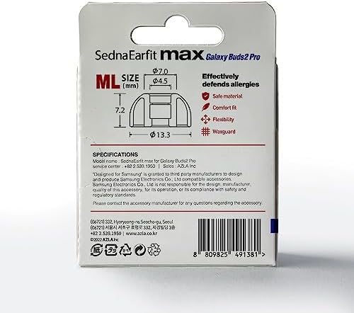 Upgrade Your Galaxy Buds 2 Pro with AZLA Sedna Earfit MAX Tips – Premium Silicone Earbud Replacement for Enhanced Noise Isolation, Comfort, and Performance – Samsung-Certified Ear Tips for Superior Sound Quality and Secure Fit
