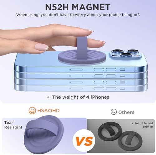 Upgraded Magnetic Phone Grip for i Phone: Premium Silicone Loop Holder with Mag Safe Compatibility – Ergonomic 360-Degree Stand, Non-Slip Design in Sleek Black for Enhanced Comfort and Secure Handling on i Phone 16/15/14/13/12 Pro Max/Plus