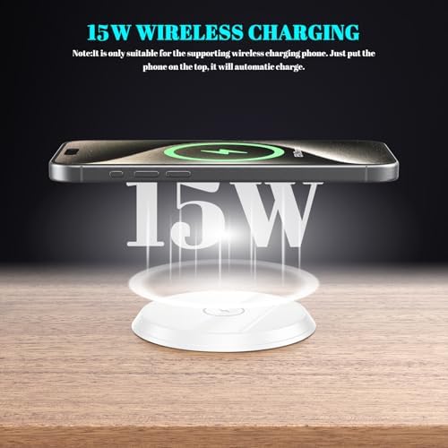 Recessed 20 W USB-C Power Grommet with 15 W Wireless Charger – Sleek Desk Power Strip Featuring 2 AC Outlets, 18 W USB-A Port, and 6 FT Cord for Ultimate Convenience in Home and Office Environments – Ideal for Efficient Charging and Enhanced Productivity