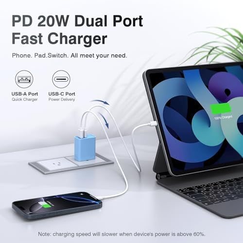LCGENS 20 W Dual Port USB C Wall Charger Block – 2-Pack Fast Charging Power Adapter for i Phone 11/12/13/14/15/16 Pro Max, i Pad Pro, Samsung Galaxy – Portable and Efficient Charging Solution for Multiple Devices
