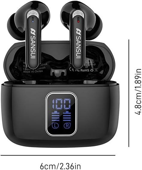 Revolutionize Your Audio Experience with SANSUI W9 TWS Earbuds – Advanced 5.4 Wireless Sports Headphones Featuring Ultra-Low Latency Gaming Mode, Superior Hi-Fi Stereo Sound from 10 MM Dynamic Drivers, and an Extended 23-Hour Battery Life with Convenient LED Indicator, Ideal for Gamers and Active Lifestyles