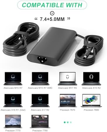 High-Power 100 W USB-C Laptop Charger for Dell Models – Fast Charging AC Adapter with Enhanced Compatibility for Latitude, Inspiron, and Precision Series – Eco-Friendly TPE Cable, Multiple Safety Protections, and Convenient Cable Management – Ideal Travel Companion for Home and Office Use