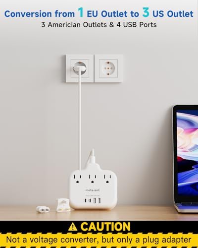 Ultimate Universal Travel Plug Adapter with PD30 W Fast Charging Hub – 3 Multi-Port Connectivity for International Travel, Featuring Dual USB-C & USB-A Outputs, 3 ft Extension Cord for Effortless Power in EU, US, UK, France & Spain – Perfect Solution for Global Adventurers Seeking Reliable Charging Options