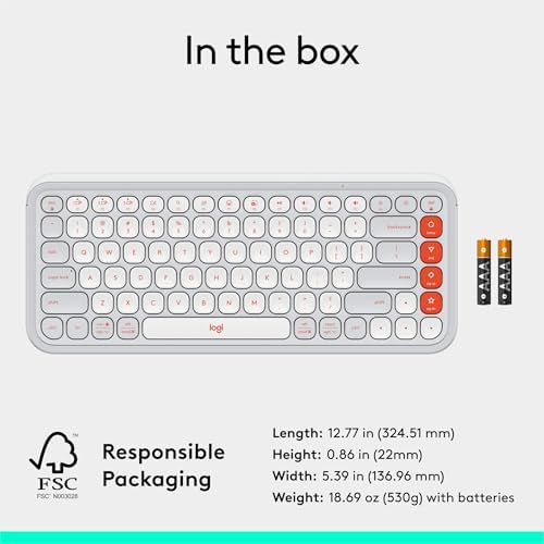 Elevate Your Workspace with the Logitech POP ICON Wireless Bluetooth Keyboard – Stylish Graphite & White Design, Effortless Multi-Device Switching, Comfortable Low-Profile Typing, and Customizable Keys for Enhanced Productivity on Laptops, Tablets, and PCs