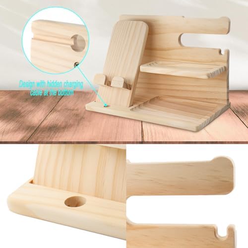 Stylish Wood Nightstand Organizer for Men – Elegant Beige Phone Docking Station & Desk Accessory with Dedicated Compartments for Keys, Wallets, Glasses – Practical Gift Idea for Birthdays & Special Occasions – Enhance Your Bedroom Aesthetics & Simplify Your Nightly Routine