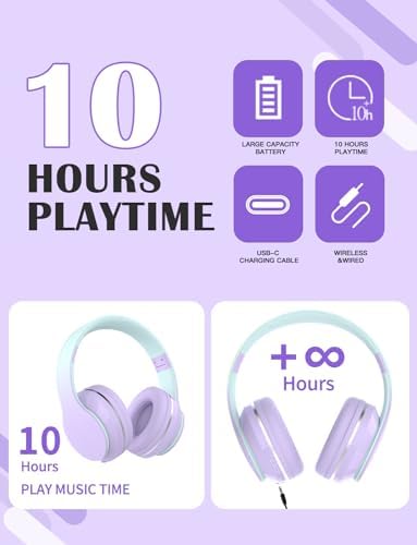 Premium Pink Over-Ear Bluetooth 5.3 Headphones – Versatile Wireless Audio Solution for Kids and Adults with 10-Hour Battery, Adjustable Fit, and Built-In Microphone for Effortless Connectivity and Comfort during School, Travel, or Home Use