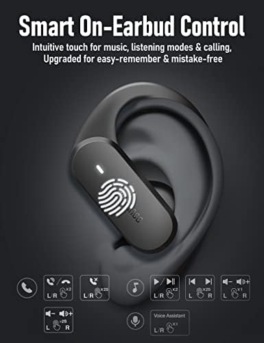 Elevate Your Workout with Open Comfy CF301 Wireless Headphones – Bluetooth Open-Ear Design for Unmatched Comfort and Ambient Awareness, Perfect for Running and Gym Sessions, Superior Sound Quality, Secure Fit for Active Lifestyles, Black – Seamless Compatibility and Lightweight Portability