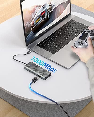 Upgrade Your Connectivity with SANZANG 8-in-1 USB-C Docking Station – 4 K@60 Hz HDMI, 100 W Pass-Through Charging, 1 Gbps Ethernet & Dual SD/TF Slots for Effortless File Transfers – Ideal USB Hub for Mac Book Users Seeking Enhanced Speed and Compatibility