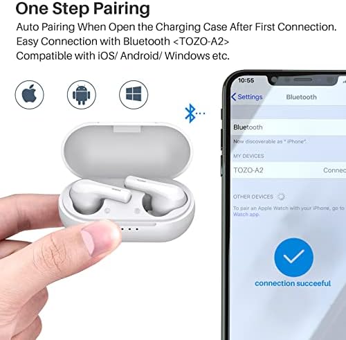 TOZO A2 Mini Wireless Earbuds – Bluetooth 5.3 Lightweight In-Ear Headphones with Advanced Waterproof Technology, Exceptional Sound Quality, and Ergonomic Design for Music, Calls, and Active Lifestyles – Portable Charging Case Included in Elegant Black Finish