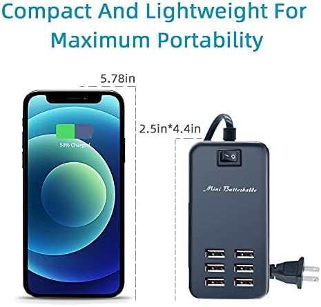Ultimate 6-Port USB Charging Hub: High-Speed AC Power Adapter with Surge Protection for Seamless Device Charging at Home, Office, or Travel – Compact and Safe Charging Station for Smartphones, Tablets, and More