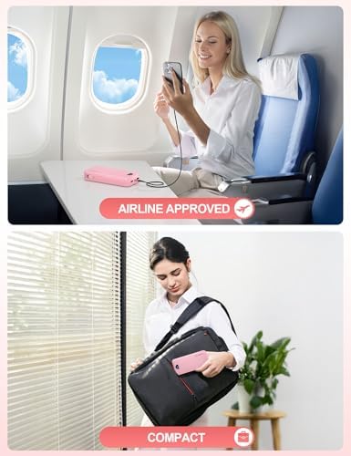 Ultra-Fast Portable Phone Charger with 12000 m Ah Capacity – All-in-One Power Bank with Integrated Cables, Wall Plug, and LED Display for i Phone, i Pad, Samsung – Essential Travel Companion for Uninterrupted Connectivity