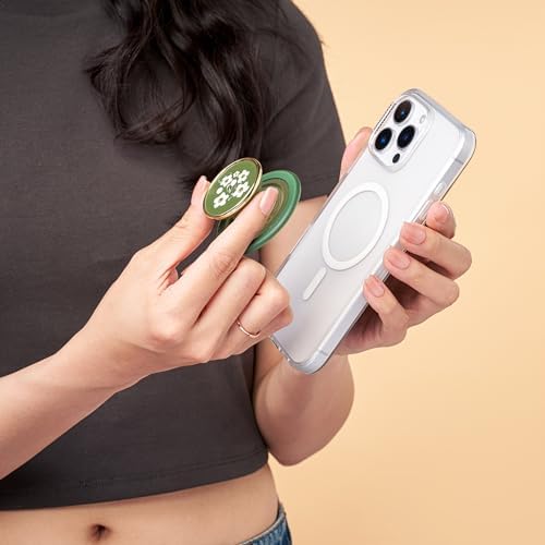 Magnetic Pop Grip for Mag Safe – Elegant Enamel Rose Noir | Multifunctional Phone Stand with Secure Grip & Customizable Swappable Top | Effortless Hands-Free Viewing Kickstand | Wireless Charging Compatible Accessory for Enhanced Smartphone Usability