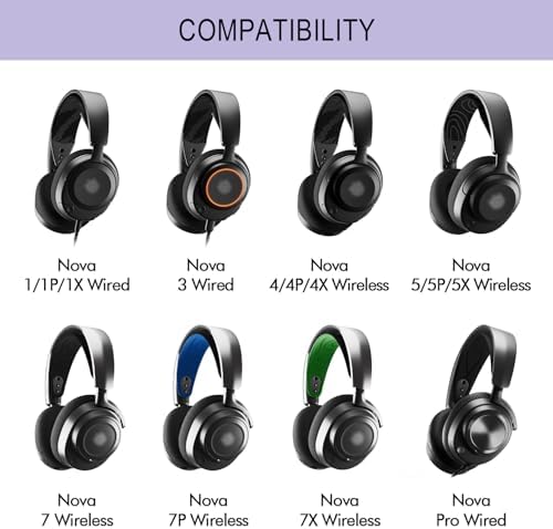 Upgrade Your Sound: GEVO High-Density Foam Ear Pads for Steel Series Arctis Nova – Stylish Purple Magic Mesh Fabric Cushions for Pro Wired, Nova 1, 3, 4, 5, 7 Headphones – Enhanced Comfort and Sound Isolation for Long Listening Sessions
