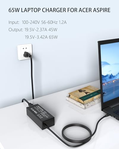 High-Performance 65 W Charger for Acer Aspire Laptops – Universal Compatibility and Rapid Charging for Aspire 3 & 5 Series, N15 & N20 Models with Advanced Safety Features and Durable Design