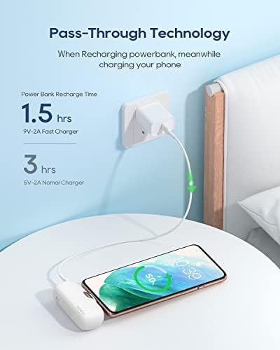 Kuulaa 5000 m Ah USB-C Power Bank with Built-in Plug – PD20 W Fast Charging Battery Pack for i Phone 15/16, Samsung S22/S23 & Android Devices – Compact Design with LCD Display for On-the-Go Convenience and Enhanced Compatibility