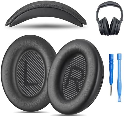 Ultimate Comfort Upgrade Kit: Premium Replacement Ear Pads & Headband Cushions for Bose Quiet Comfort 2023 Models (QC45, QCSE, QC35 II) – Easy DIY Installation in Elegant White Smoke for Superior Sound Quality and Long-lasting Durability