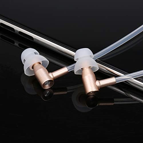 Docooler EMF-Free Air Tube Earbud Headphones – Stylish Rose Gold In-Ear Stereo Earphones with Microphone, Volume Control & Broad Smart Device Compatibility for Enhanced Sound Quality and Health Safety