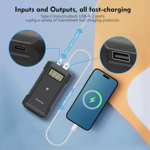Suptig 10,000 m Ah Multi-Device Power Bank: Ultimate Fast-Charging Battery Solution for DJI Action Cameras 3, 4, 5 with Tripod Mount and Real-Time LCD Power Display – Enhanced Safety Features for Uninterrupted On-the-Go Filming and Versatile Charging of Mobile Devices