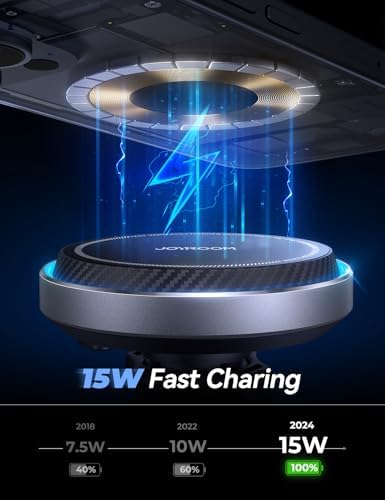 JOYROOM Mag Safe Wireless Car Charger Mount – 15 W Fast Charging with Built-in Cooling Fan for i Phone 16 Pro Max, Plus, Mini, 15, 14, 13, 12 – Secure Magnetic Holder for Ultimate Compatibility and Efficiency