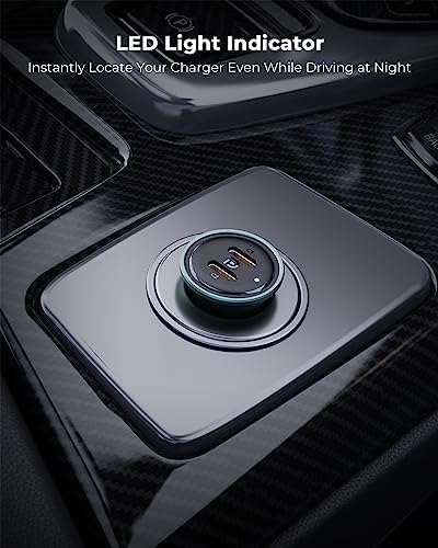 VOLTME 30 W USB C PD 3.0 Car Charger – Fast Charging Dual Port Adapter for i Phone 14/13/12/11 Pro Max, Samsung Galaxy S23/S22/S21, and More – Sleek Navy Blue Design for Universal Compatibility and Efficient Power Delivery on the Go
