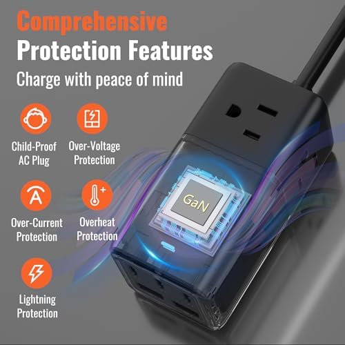 NENJI 75 W Ga N USB-C Super Fast Charging Station – 8-in-1 Power Strip with 5 USB Ports & 3 AC Outlets for Ultimate Device Compatibility – Smart Charging Technology for i Phone, Samsung, i Pad, Mac Book – Compact Travel-Friendly Design for Home or Office Use – Optimize Your Charging Efficiency and Speed
