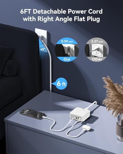 130 W Multi-Port USB C Charger Block with Fast Wall Charging – 6 Ports Including PD 45 W & Dual PD 20 W, 3 USB-A & 3 USB-C, QC, PPS Technology, 6 ft Cord – Ideal for i Phone, Galaxy, Pixel, Mac Book, i Pad Pro – Ultimate Efficiency and Versatile Compatibility