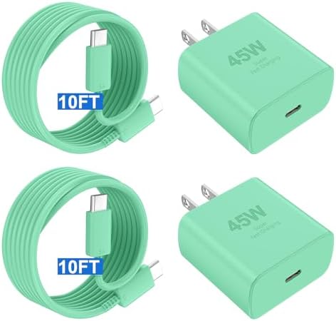 Super Fast 45 W Charger for Phone 16 Series with 10 FT Type C Cable – High-Speed USB C Power Block for Ultimate Compatibility and Enhanced Safety Features, Ideal for Phone 16, 16 Pro, 16 Pro Max, 16 Plus, 15, 15 Pro Max, Galaxy Devices – Portable and Reliable Charging Solution