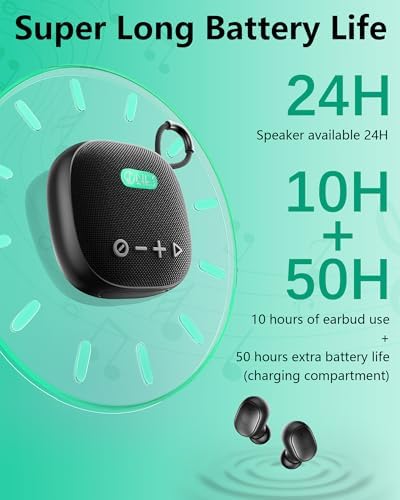 ONES Mus Play 2-in-1 Wireless Speaker and Earbuds: Premium Hi-Res Sound Experience with 24-Hour Speaker & 60-Hour Earbud Battery Life, Versatile Bluetooth/AUX/MP3 Connectivity, Dual Game & Music Modes for Enhanced Audio Engagement, Compact Design for Ultimate Portability