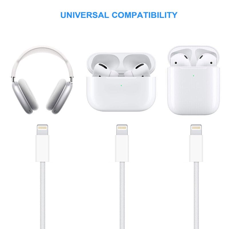 10 FT Woven Lightning to USB C Charging Cable – Premium Fast Charger for i Phone & i Pad – Tangle-Free Durability with Enhanced Length for Ultimate Flexibility – High-Quality, Reliable Performance for Home & Travel – Ideal for Apple Devices Including i Phone 14 Pro, 13, 12, SE 2 nd & More