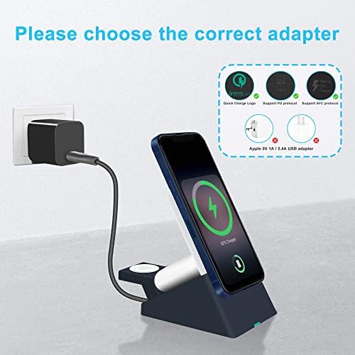 Revolutionary 3-in-1 Mag Safe Wireless Charging Stand for i Phone, Apple Watch & Air Pods – Fast PD 20 W Output Charging Station for Optimal Device Efficiency – Sleek & Compact Design for Home or Office Use – Enhanced Compatibility for Modern Tech Enthusiasts