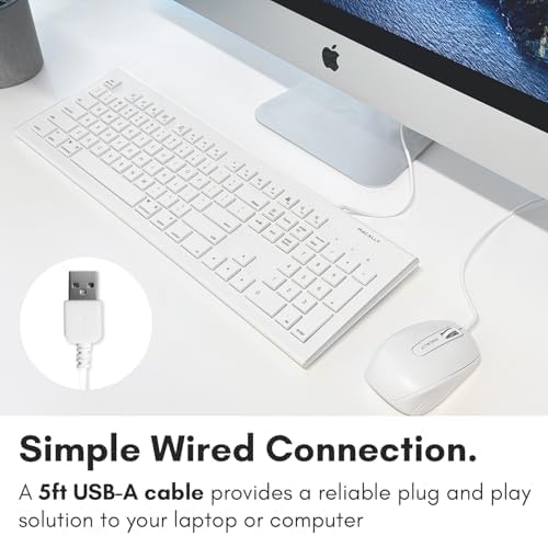 Upgrade Your Typing Experience with the Macally Full Size USB Wired Keyboard – Seamlessly Compatible with Mac and PC, Featuring 15 Essential Shortcut Keys for Effortless Navigation and Enhanced Productivity, Perfect for Macbook Pro, Air, i Mac and More – Plug & Play Convenience for Hassle-Free Setup and Long-Lasting Durability