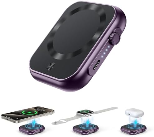 Ultimate 3-in-1 Magnetic Power Bank – 5000 m Ah Wireless Charger for i Phone 16/15/14/13/12, Apple Watch & Air Pods – 22.5 W Fast Charging, Lightweight Portable Battery Pack with LED Status Indicators – Enhanced Compatibility for On-the-Go Power Solutions