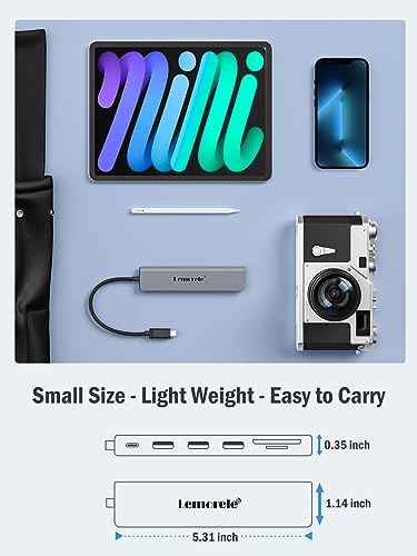 Lemorele 7-in-1 USB C Hub Adapter: Unleash Ultimate Connectivity with 4 K HDMI Output, 100 W Power Delivery, and High-Speed Data Transfers – Sleek Blue Multiport Dongle for Mac Book, Chromebook, Dell, HP & Lenovo Users Seeking Enhanced Performance and Style