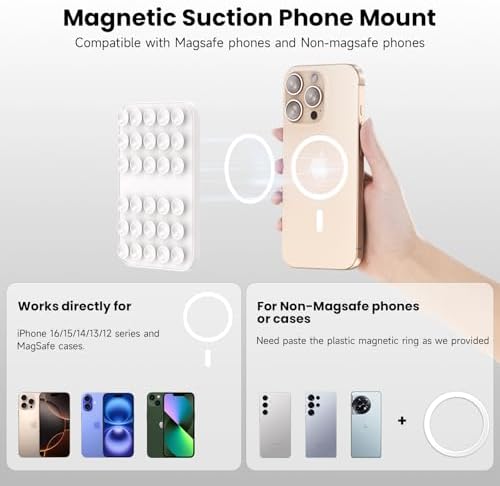 Revolutionary Patented Magnetic Suction Grip Mount for i Phone & Android – Effortless Hands-Free Phone Holder in Deep Blue, Perfect for Content Creators, Capture Stunning Selfies and Videos, Ultimate Compatibility with Mag Safe and Standard Cases, Portable and Stylish Design for On-the-Go Use