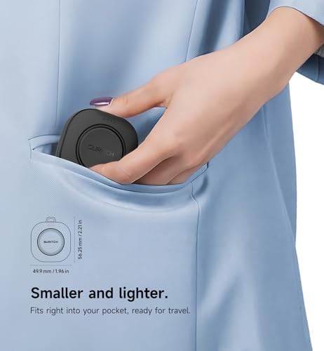 SURITCH Portable Wireless Charger for Samsung Galaxy Watches – 1100 m Ah Compact Power Bank with Keychain Design for Ultra/7/6/6 Classic/5/5 Pro/4/4 Classic/3/Active Series – Fast Charge Solution for Active Lifestyles – Sleek Black Finish for Style and Versatility