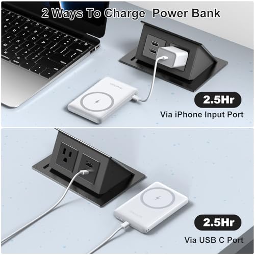 Magnetic Wireless Power Bank for i Phone 16/15/14/13/12 | 5000 m Ah Fast Charging Battery Pack with USB-C Cable | Ultra-Slim & Lightweight Design for Easy Portability | Advanced Safety Features for Reliable On-the-Go Power Solutions