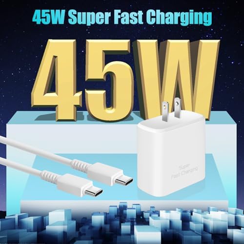 Samsung 45 W Super Fast USB-C Charger Duo with 10 FT Cable – Ultimate Power Solution for Galaxy Devices, Rapid Dual Device Charging with Enhanced Safety Features, Ideal for Home and Office Use