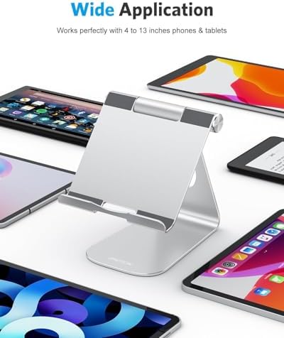 Ergonomic Adjustable Aluminum Tablet Stand – Versatile Cradle for i Pad & Samsung with Multi-Angle Viewing – Perfect for Enhanced Comfort and Productivity at Home, Office, or On-the-Go – Durable, Lightweight Design for All Tablets Up to 13 Inches