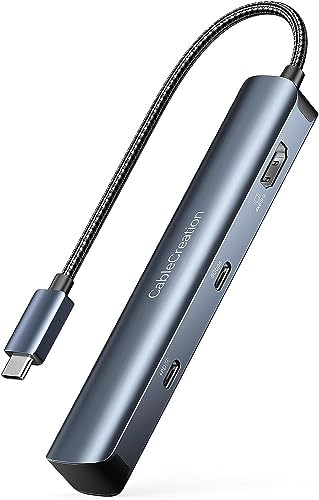 Sleek 5-in-1 USB C Hub Multiport Adapter – Aluminum 4 K HDMI, 1 Gbps Ethernet & 3 USB 3.0 Ports for Enhanced Connectivity on Mac Book Pro/Air, i Pad Pro & Surface Go – Ultimate Solution for Fast Data Transfer & Seamless Streaming