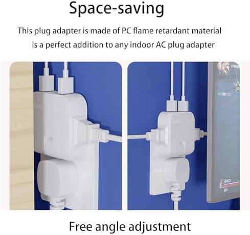 Ultra Slim 3-Way Plug Extender with 360° Rotatable Socket – Compact Travel AC Adapter Splitter for Home and On-the-Go Charging in Stylish Blue and Pink – Lightning-Fast Power Delivery with Superior Compatibility for All Devices