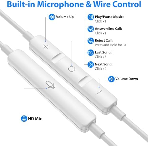 High-Fidelity USB C Wired Earbuds for Samsung and i Phone – Ergonomic Type C Stereo Earphones with Microphone, Volume Control & Magnetic Design for Ultimate Comfort – Enhance Your Audio Experience on Android Devices & i Pads in Sleek Black