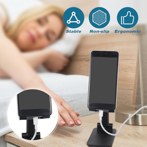 12 Pcs Cell Phone Stand for Desk Phone Holder Stand Foldable Angle Height Adjustable Portable Holder Tablet for Office Travel Photography(Black) – Enhanced Compatibility and Speed