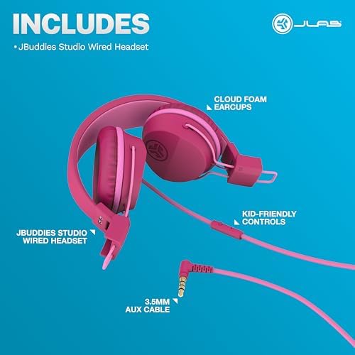 Experience Superior Sound with JLab JBuddies Studio On-Ear Kids Headphones – Safe Volume Limiter, Adjustable & Folding Design, Noise Isolation, Built-in Mic for Toddler Audio Enjoyment (Graphite/Blue) – Perfect for Home, School, and Travel