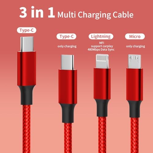 Ultimate 4-in-1 Fast Charging Cable – 65 W Multi-Device Charger with E-Mark Chip for i Phone 16/15/14/13, i Pad, and Laptops – High-Speed USB-C/Lightning Connectivity for Enhanced Performance and Versatility
