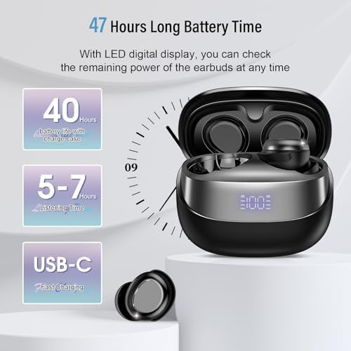 Ultra-Comfort Sleep Earbuds with Advanced Bluetooth 5.4 – Perfectly Designed for Side Sleepers, 47 Hours of Uninterrupted Playtime, Ideal for Meditation, Travel, and Relaxation, Premium Sound Quality & Ergonomic Fit for Ultimate Comfort